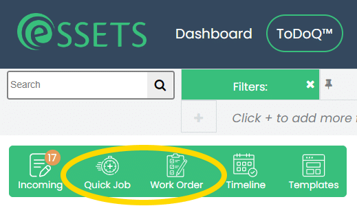 Add Work Order Buttons