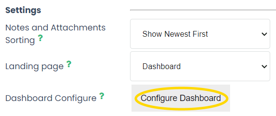 Configure Dashboard
