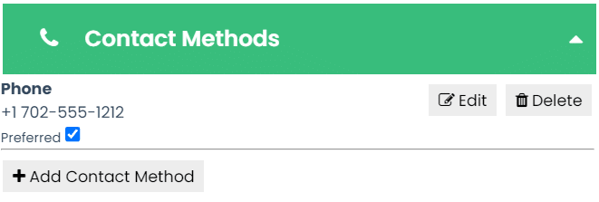 Contact Methods Section