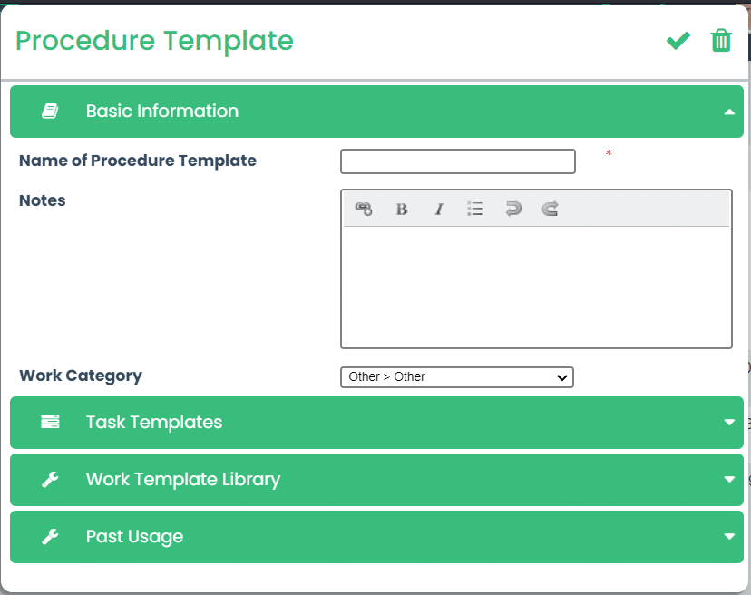 Procedure Template Dialog