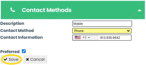 Save Contact Method