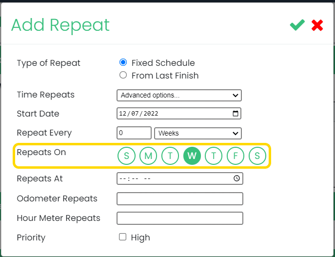 Work Template Advanced Repeats On