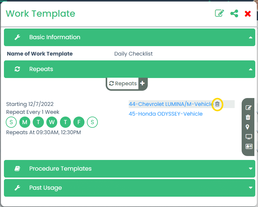 Work Template Thing Removal